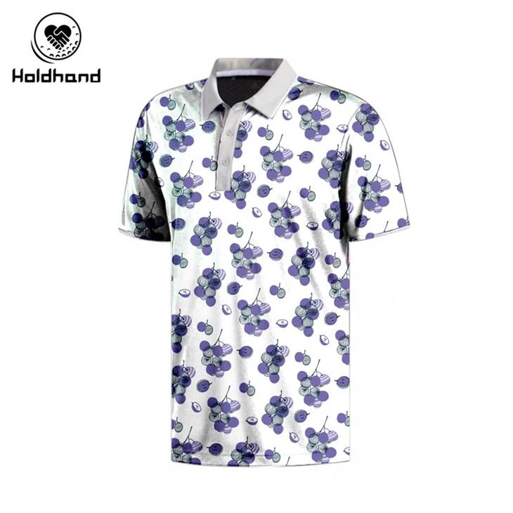 MUKAUTETTU LOGO QUICK DRY GOLF POLO T-PAIDAT Grape Pattern Design