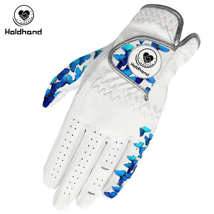 Peacock Feather Pattern Fashion PU Leather Custom Logo Design Cabretta Golf Gloves